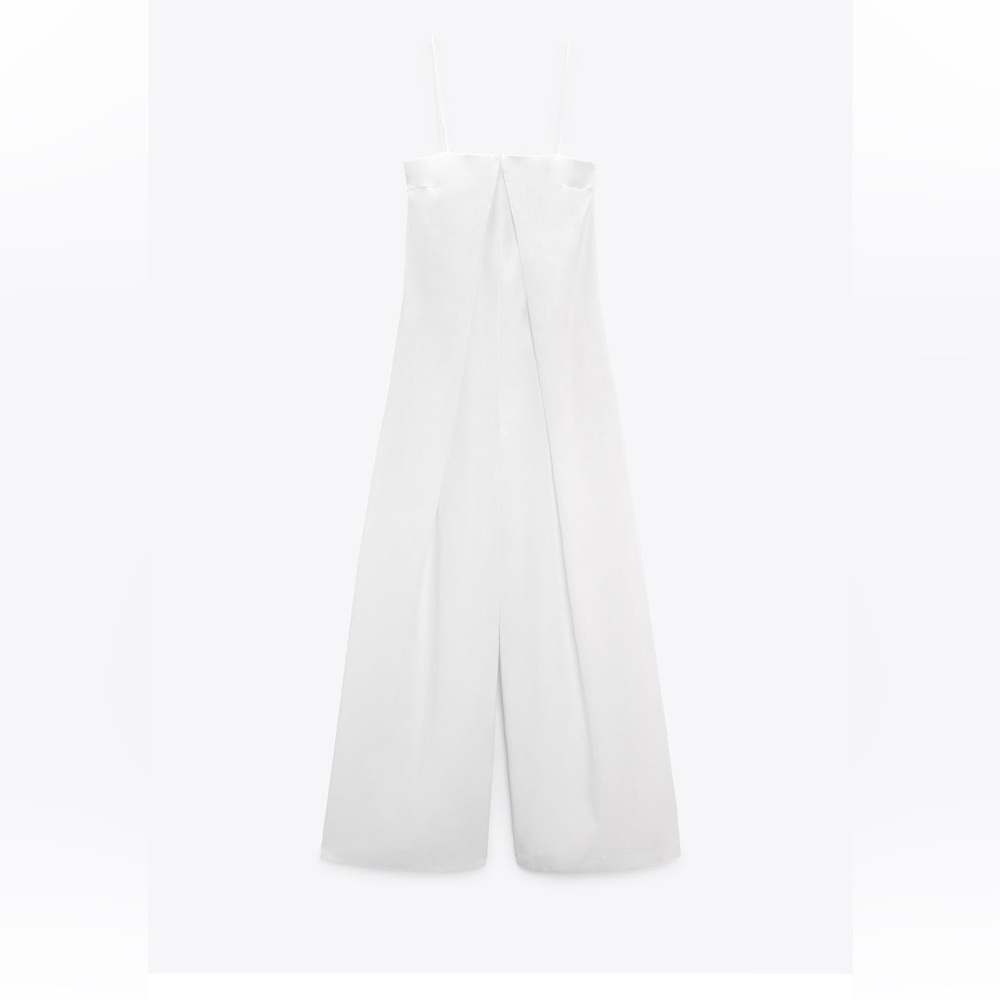 White Linen Blend Jumpsuit